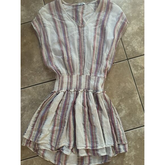 Rails XS Mini Linen Blend Striped Dress V Neck - Picture 1 of 6